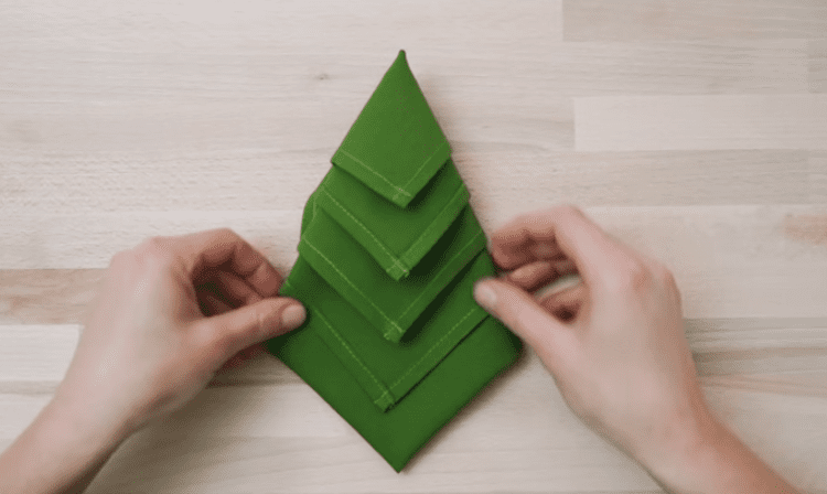 How to Fold a Christmas Tree Napkin - Easy Step By Step Christmas Napkin Folding
