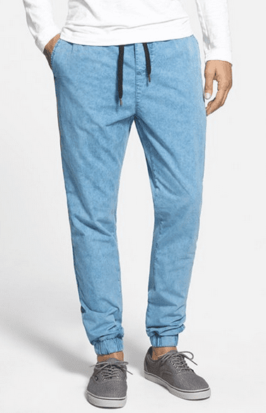 blue and white jogger pants