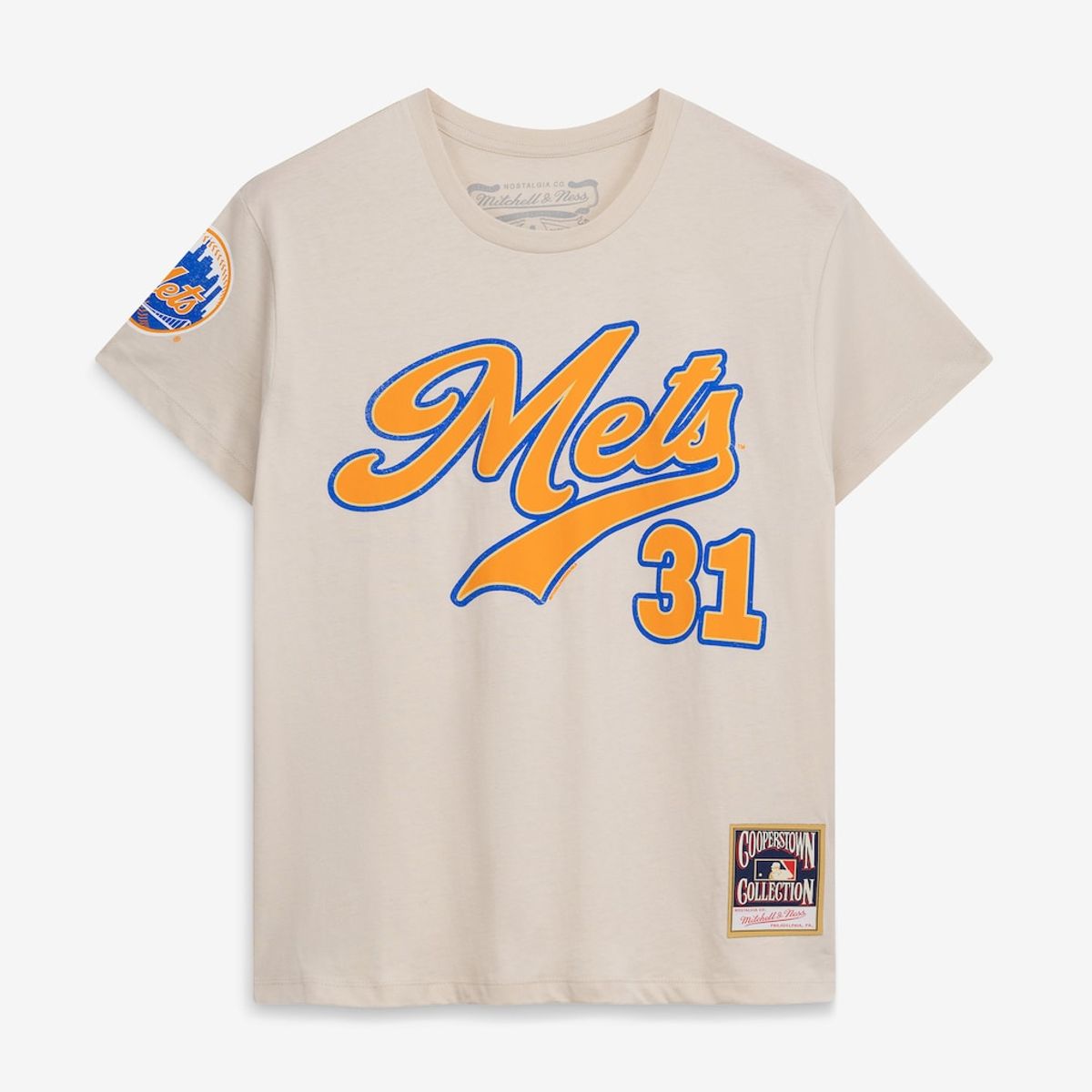 Women's Mike Piazza Cream Cooperstown Name and Number Throwback T-Shirt by Mitchell & Ness