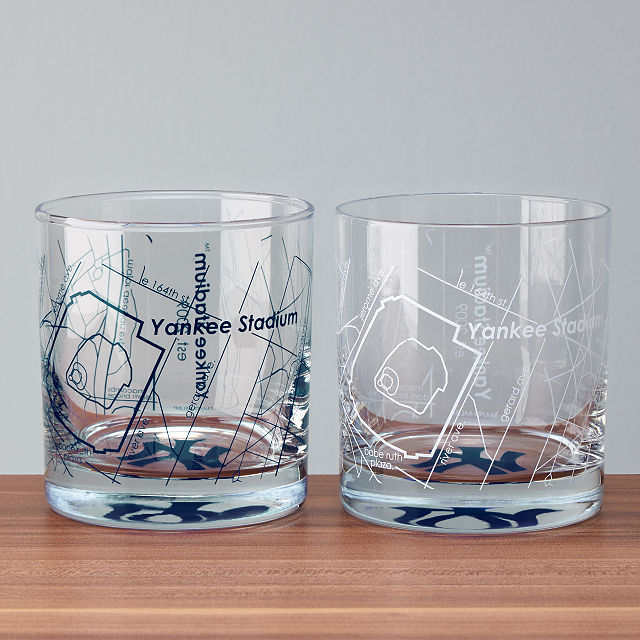 MLB Ballpark Map Rocks Glasses, Set of Two, New York Yankees