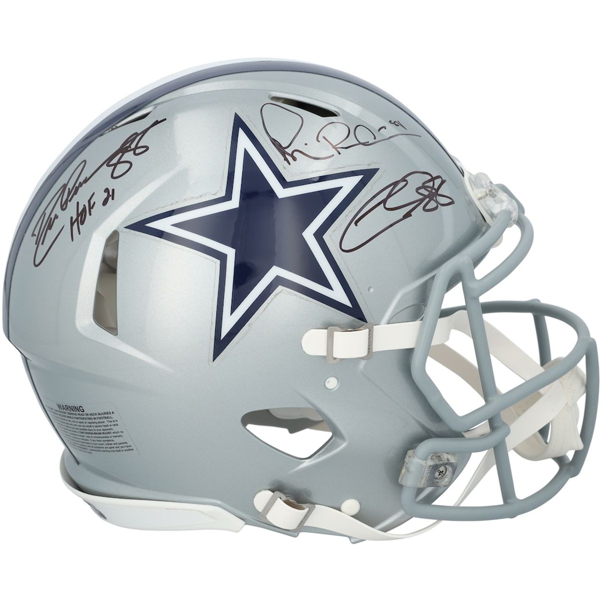Michael Irvin, CeeDee Lamb and Drew Pearson Signed Riddell Speed Authentic Helmet, Inscribed HOF 21