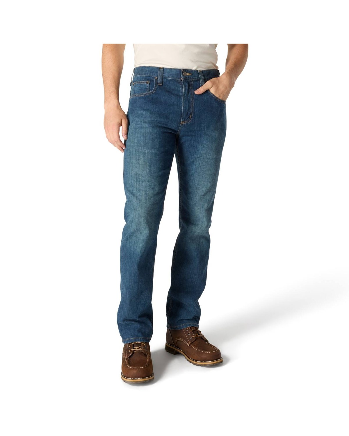 Carhartt Rugged Flex Relaxed Straight jean in a dark stone wash