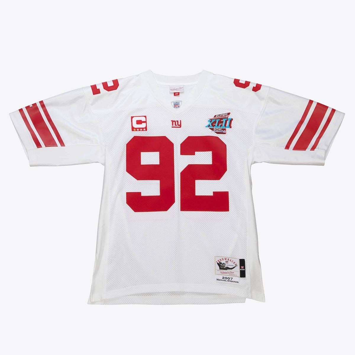 Michael Strahan New York Giants White 2007 Super Bowl XLII Authentic Jersey by Mitchell & Ness