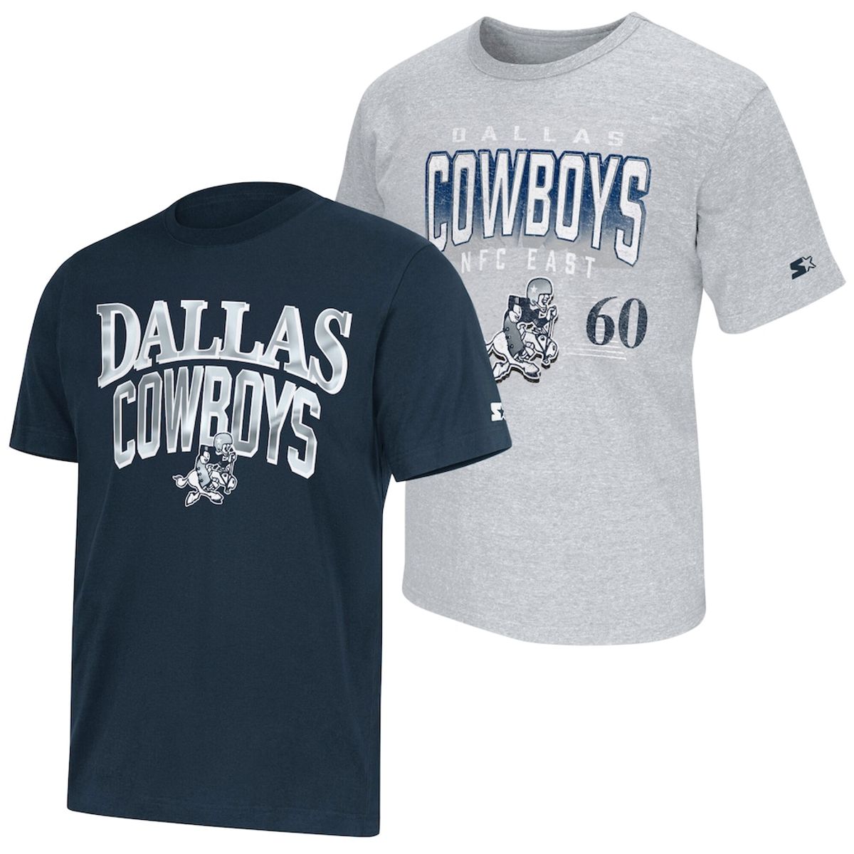 Men's Navy and Heather Grey Two-Pack Logo T-Shirt Set by Starter