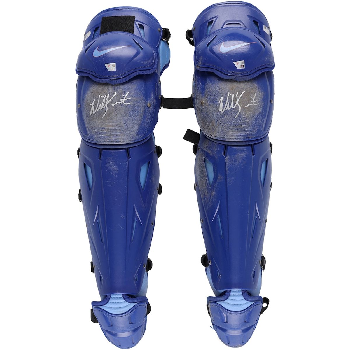 Will Smith Los Angeles Dodgers Autographed Game-Used Royal Nike Shin Guards, Blue Jays, October 29, 2025