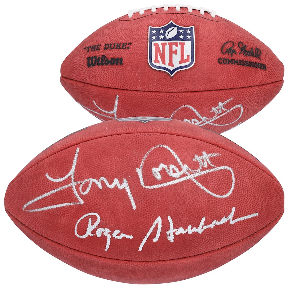 Roger Staubach and Tony Dorsett Signed Duke Full Colour Football
