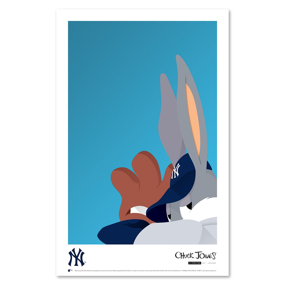 Bugs Bunny New York Yankees 11 x 17 Art Poster