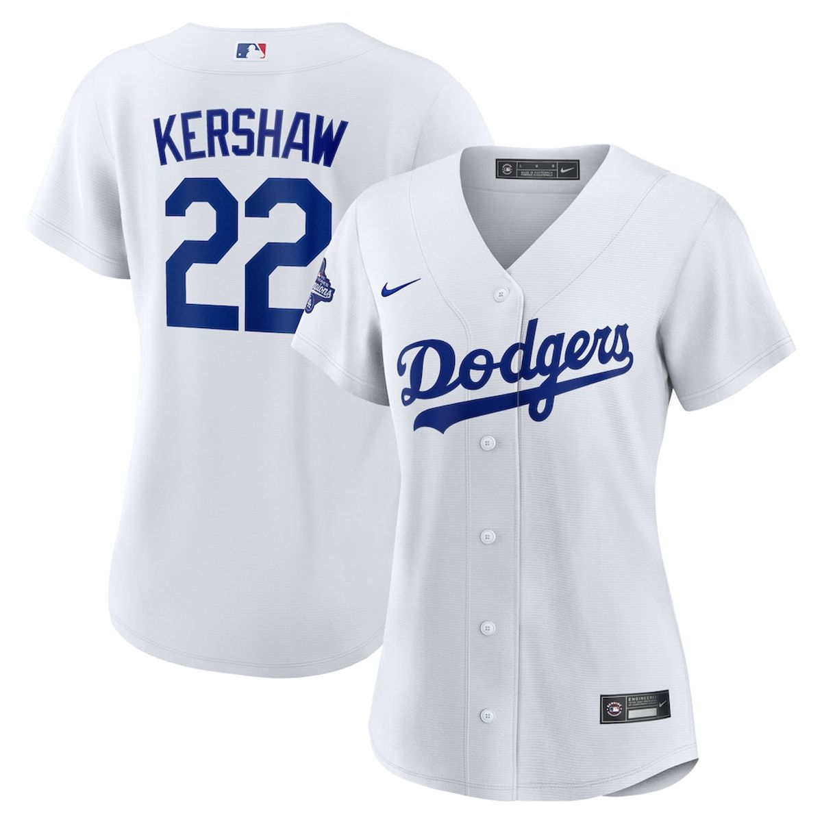 Women's Los Angeles Dodgers Clayton Kershaw Nike White Home 2025 World Series Champions Replica Jersey