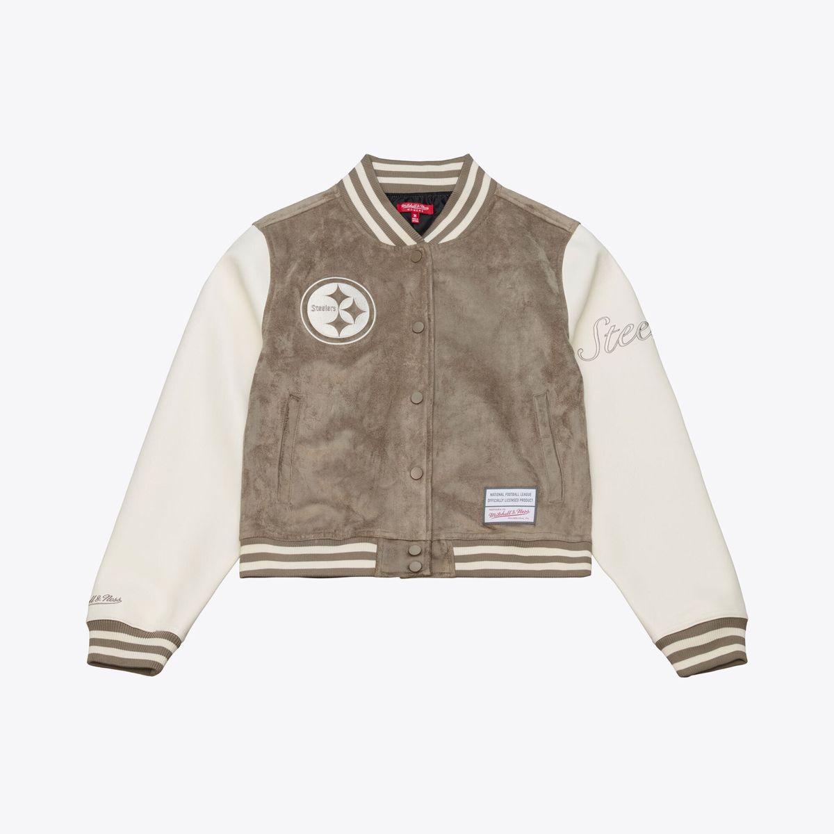Women's Tan and Cream Varsity Full-Snap Jacket by Mitchell & Ness