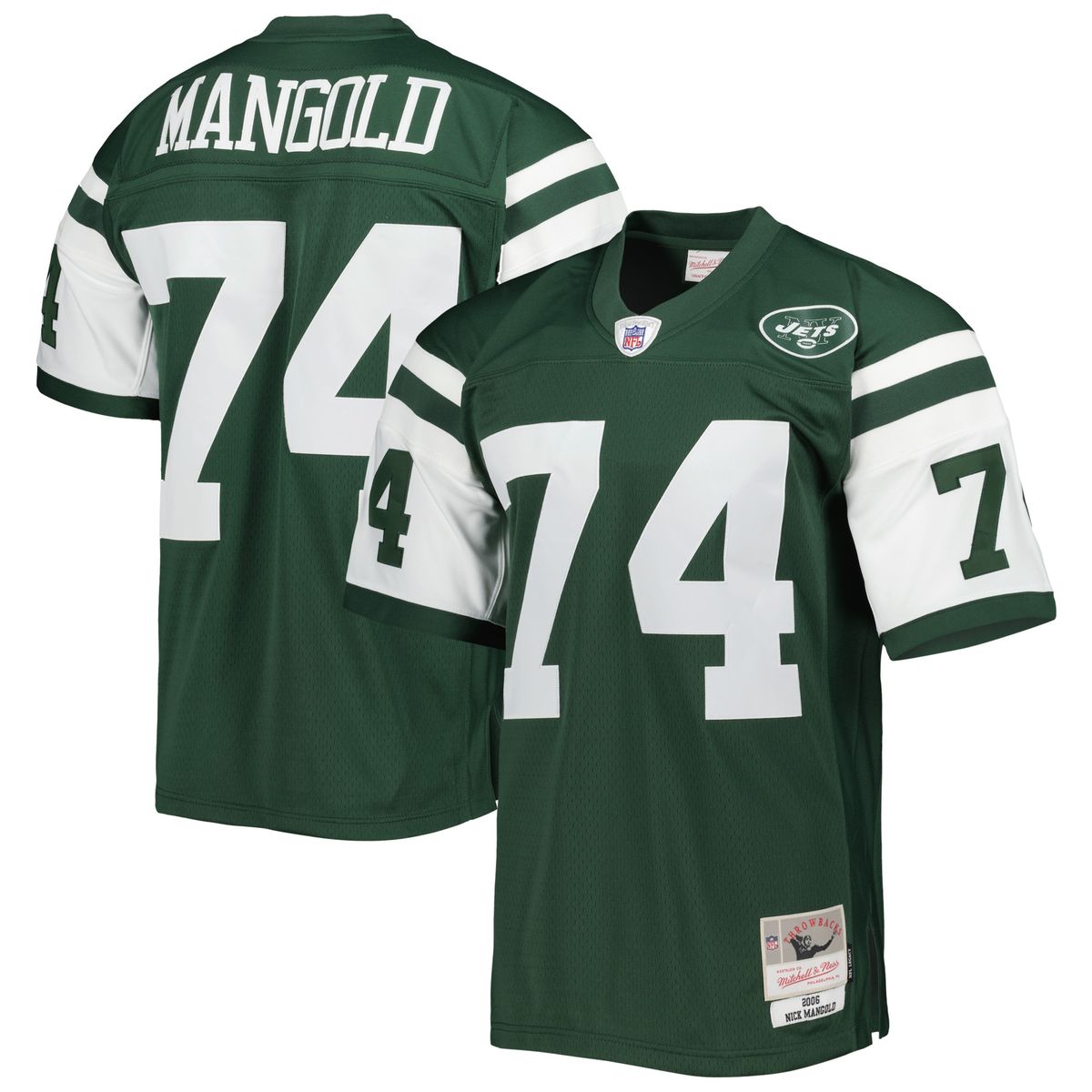 Men's Nick Mangold Green New York Jets Legacy Replica Jersey by Mitchell & Ness