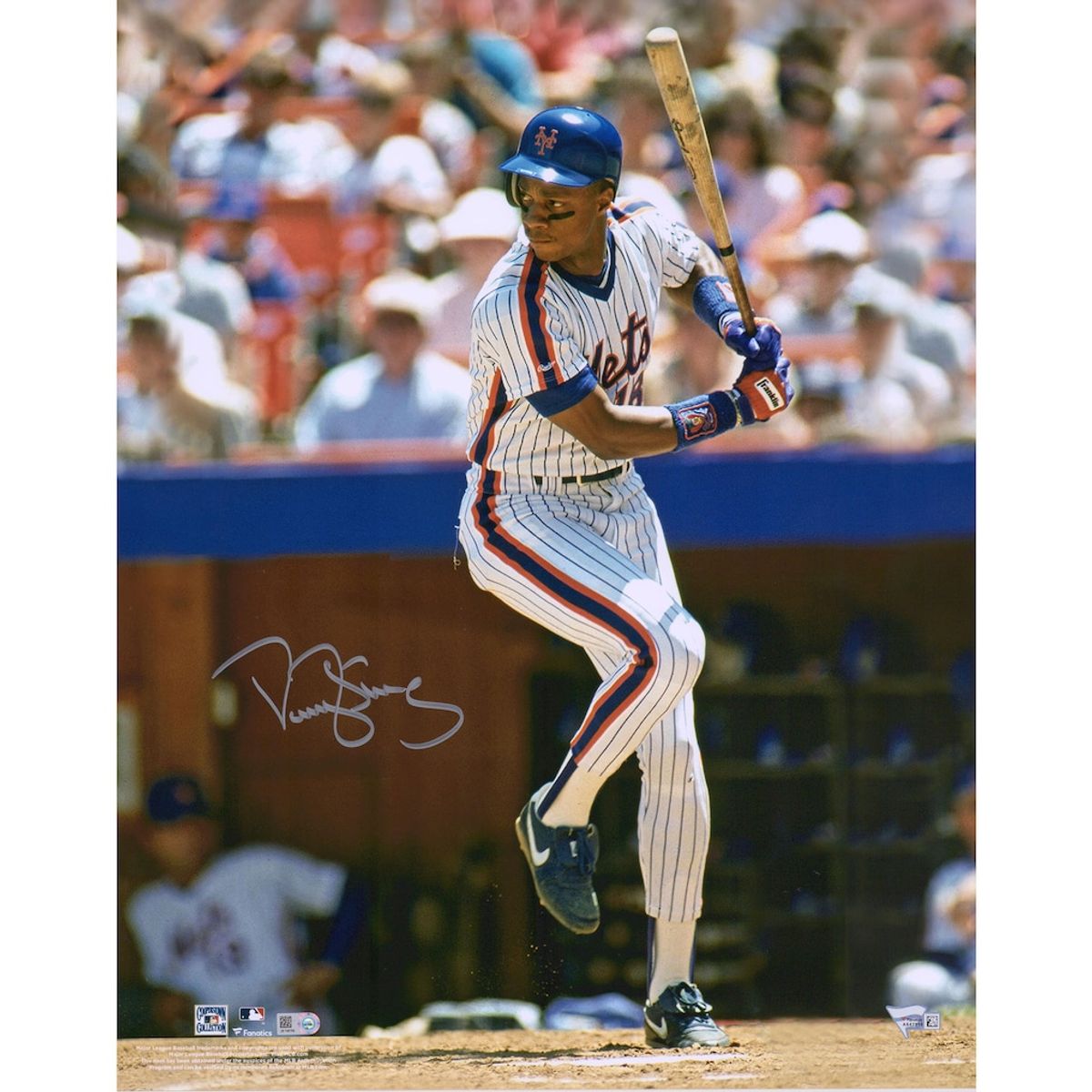 Darryl Strawberry Signed 16 by 20 Hitting Photograph by Fanatics Authentic