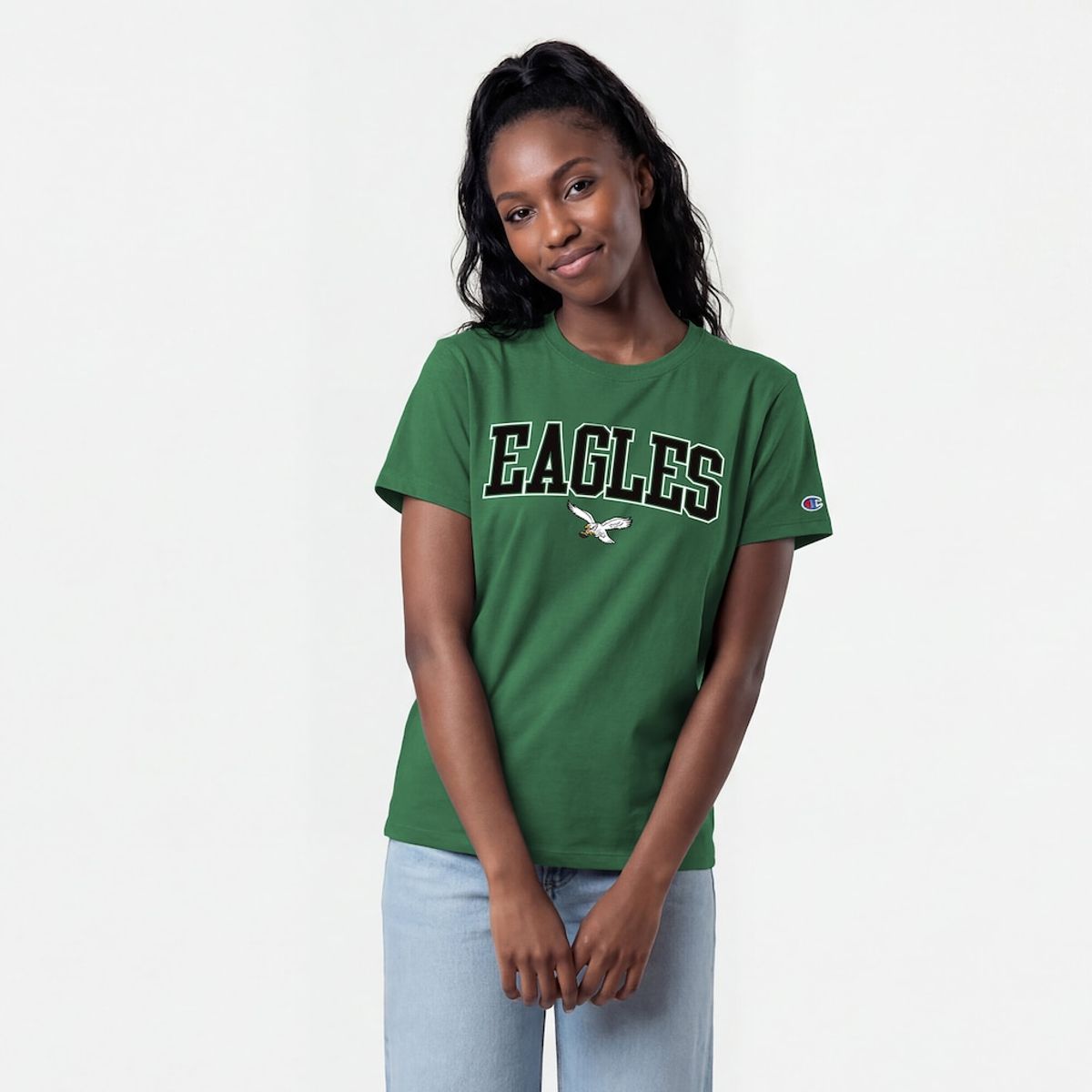 Women's Kelly Green Arched Over Throwback Logo T-Shirt by Champion