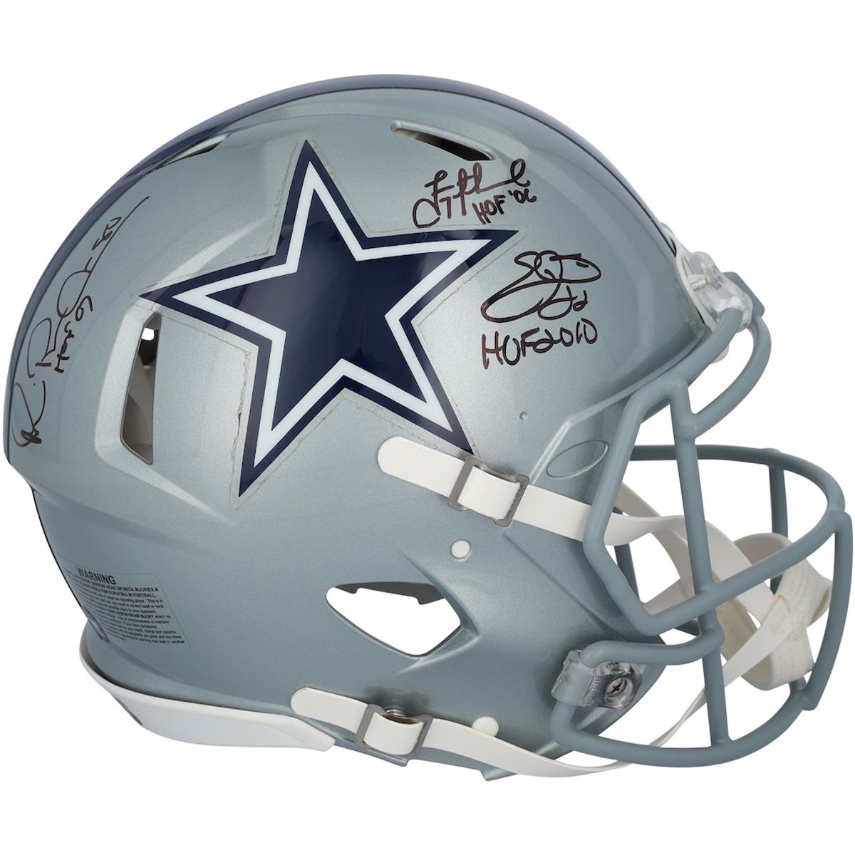 Emmitt Smith, Michael Irvin and Troy Aikman Signed Riddell Speed Authentic Helmet with Multiple Inscriptions