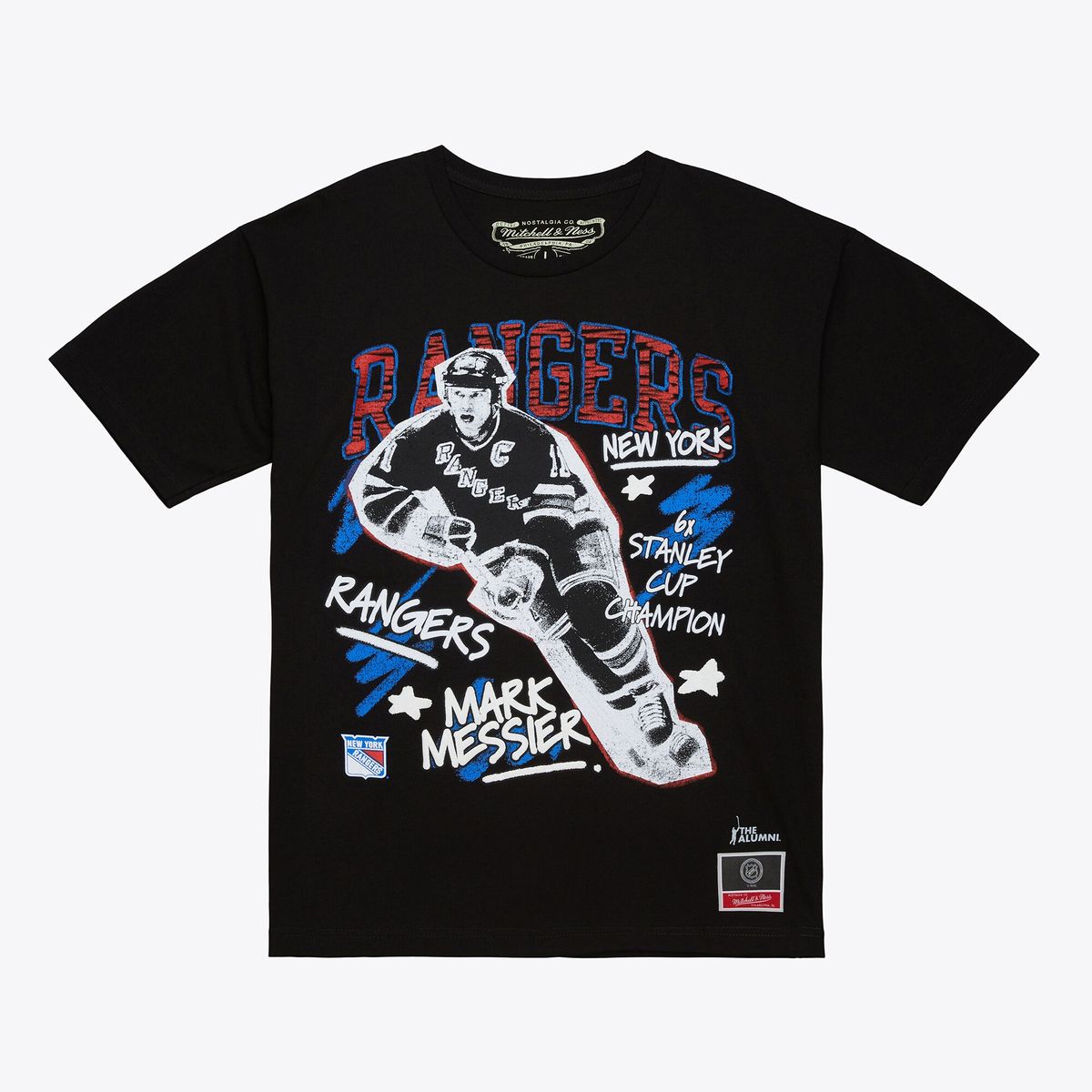 Mark Messier New York Rangers Chalked Up T-Shirt in Black by Mitchell & Ness