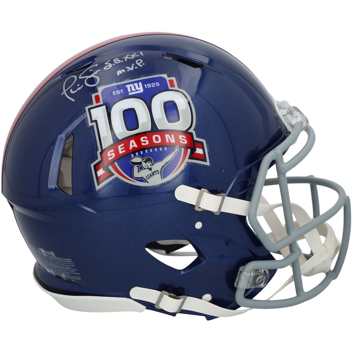 Phil Simms Signed Riddell 100th Season Speed Authentic Helmet, Inscribed S.B. XXI M.V.P.