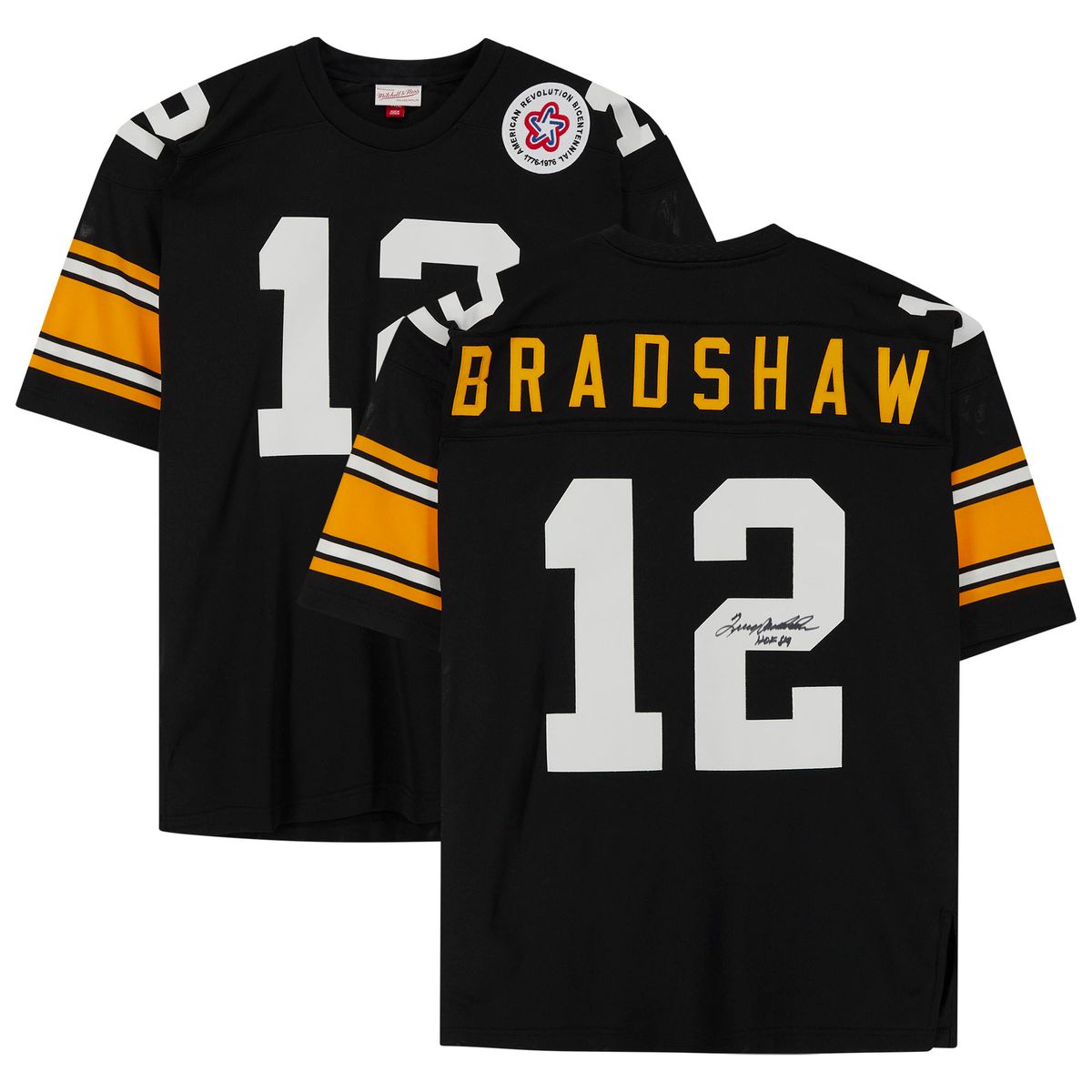 Terry Bradshaw Signed Black Mitchell & Ness Authentic Jersey, Inscribed HOF 89