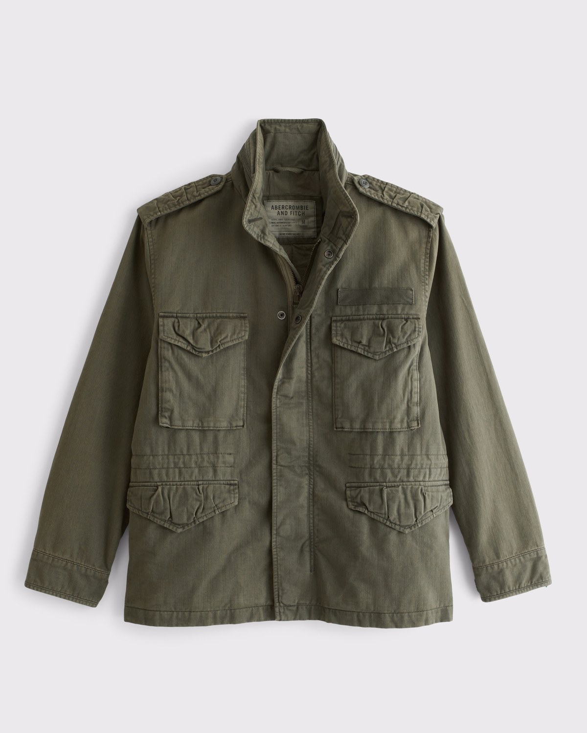 Abercrombie and Fitch Military Jacket in deep moss cotton twill