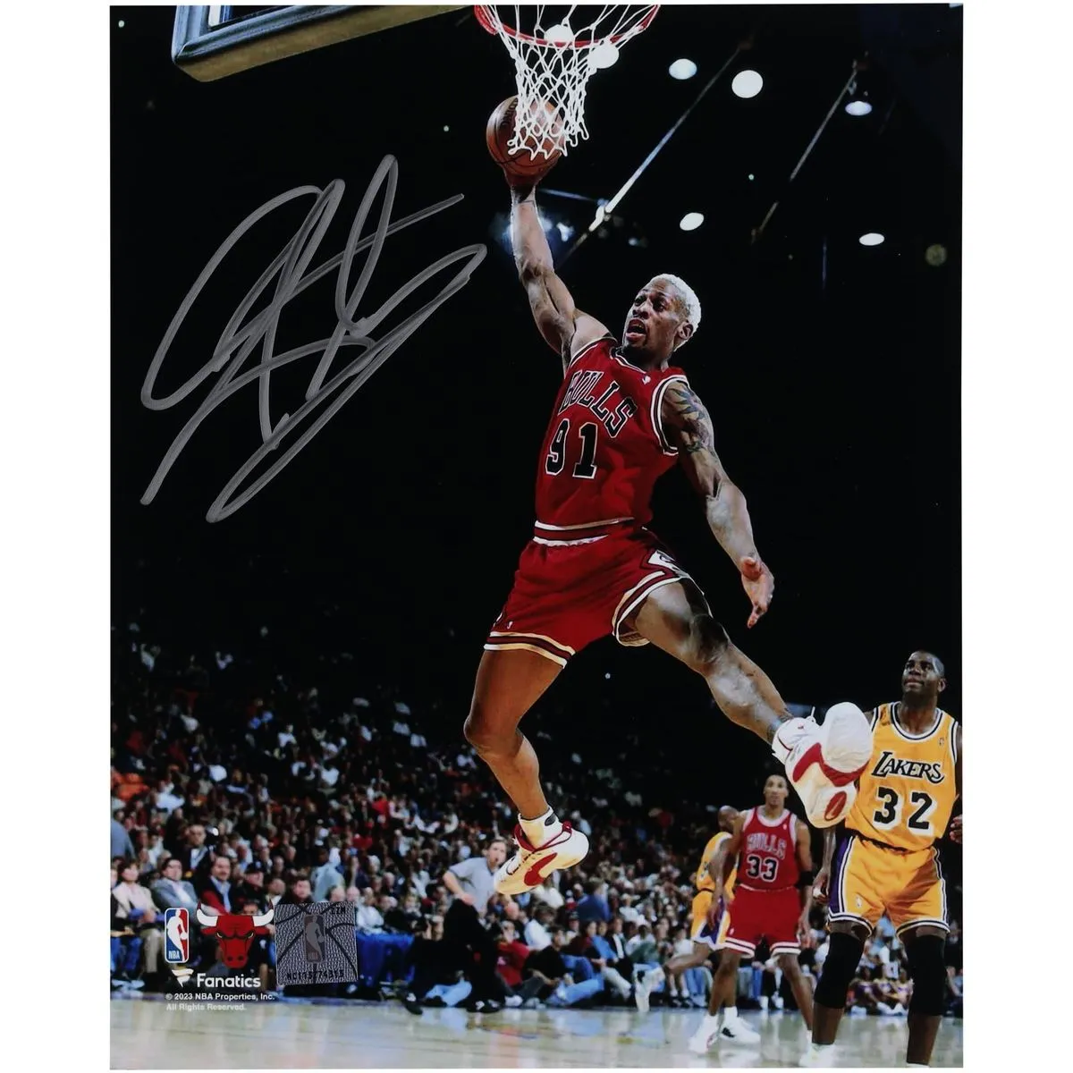 Dennis Rodman Autographed 8 by 10 Rebound Photograph