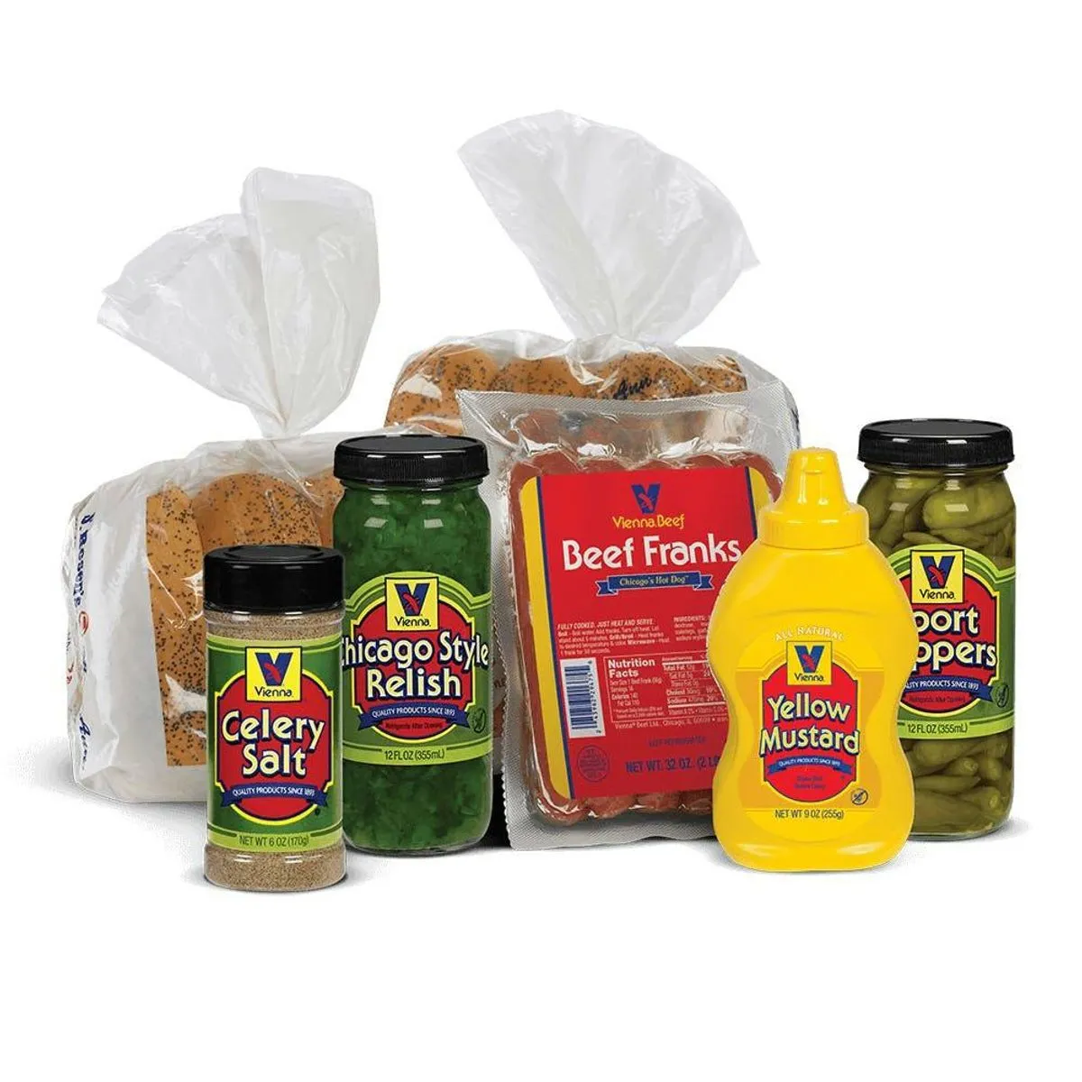 Chicago Style Hot Dog Kit, 16 Count, by Vienna Beef
