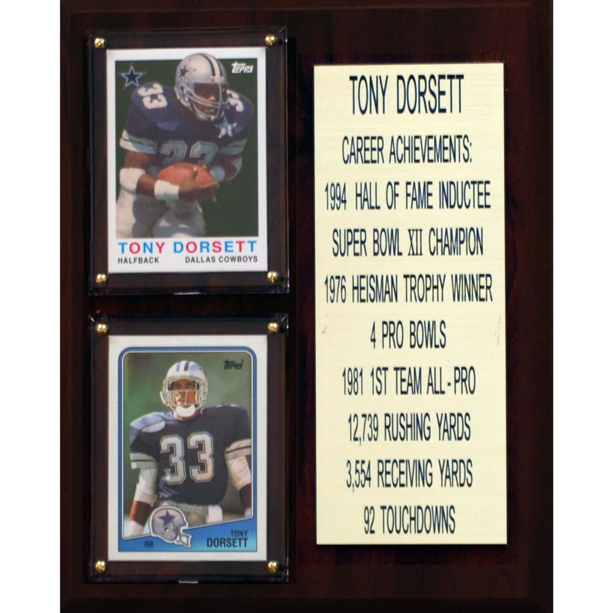 Tony Dorsett Dallas Cowboys 8 by 10 Plaque