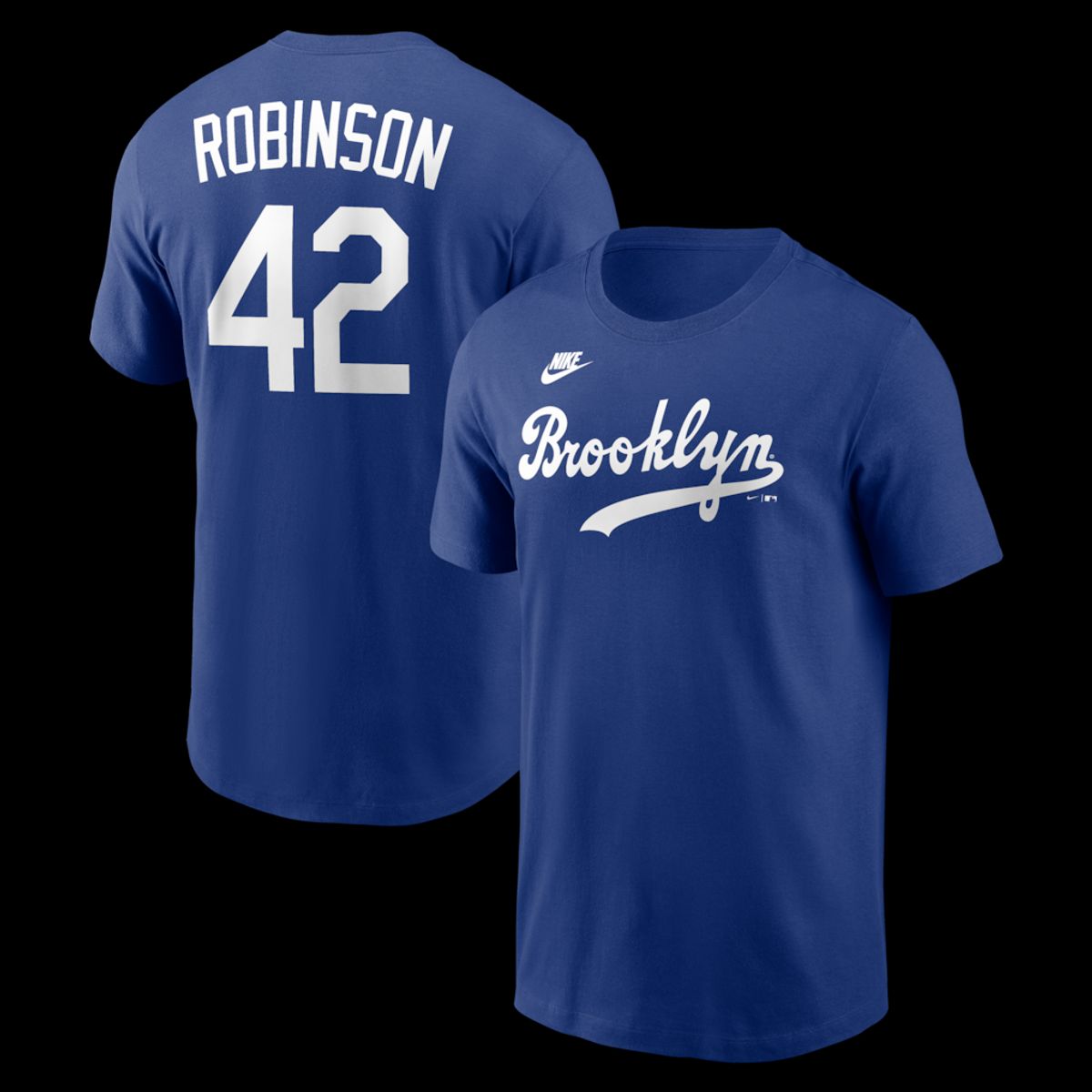 Men's Brooklyn Dodgers Jackie Robinson Nike Royal Cooperstown Collection Name and Number T-Shirt