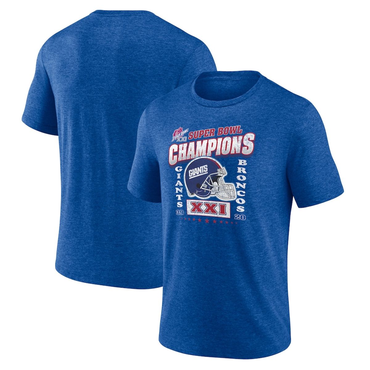 Men's Royal New York Giants Hometown Super Bowl XXI Champions Tri-Blend T-Shirt