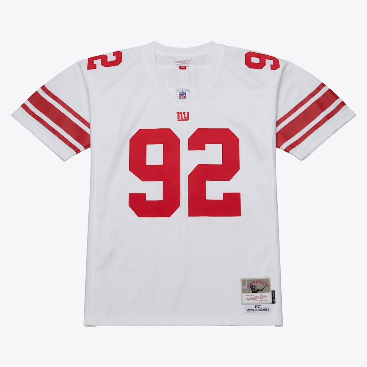 Men's Michael Strahan White New York Giants 2007 Legacy Player Jersey by Mitchell & Ness