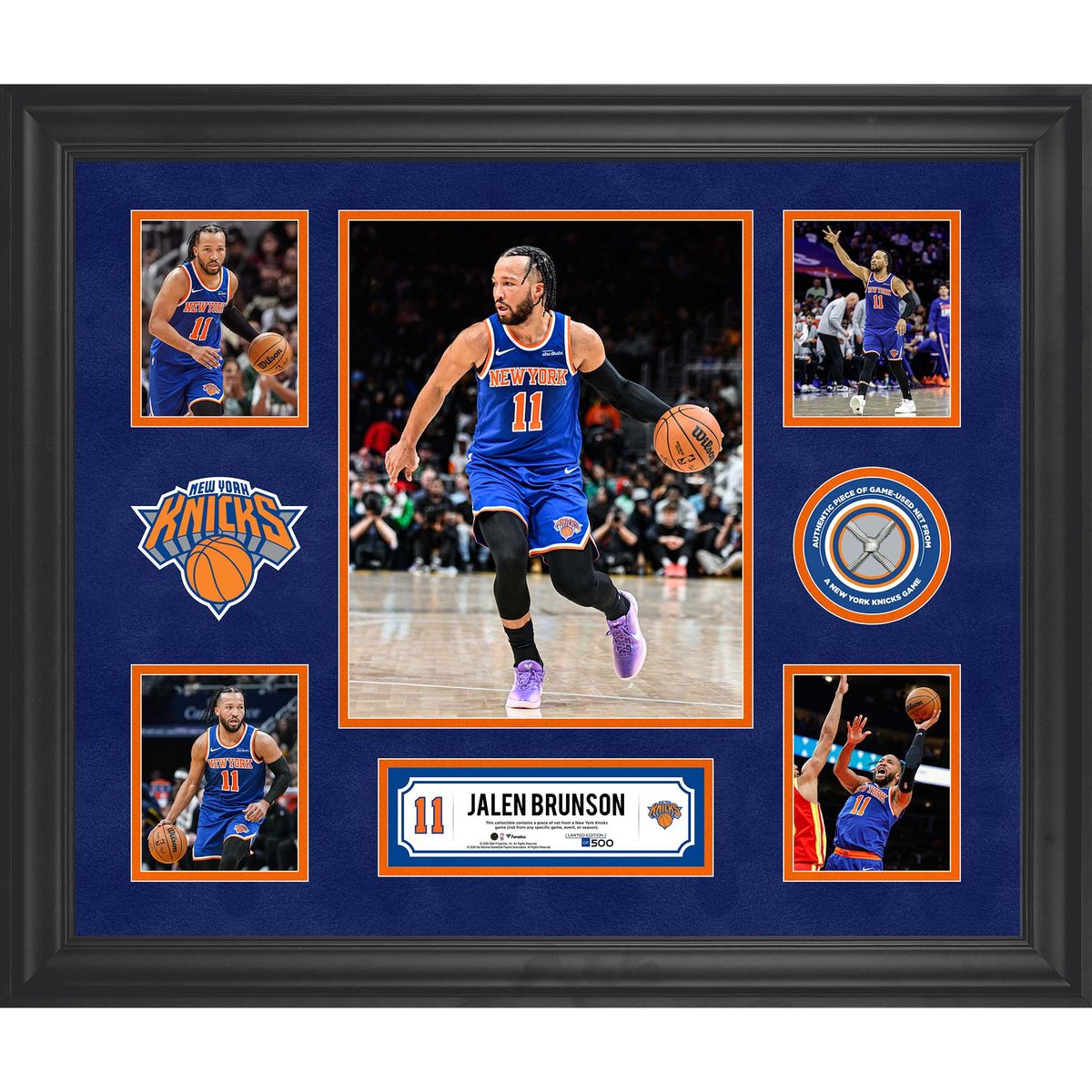 Jalen Brunson Framed Five-Photo Collage with a Piece of Game-Used Net, Limited to 500