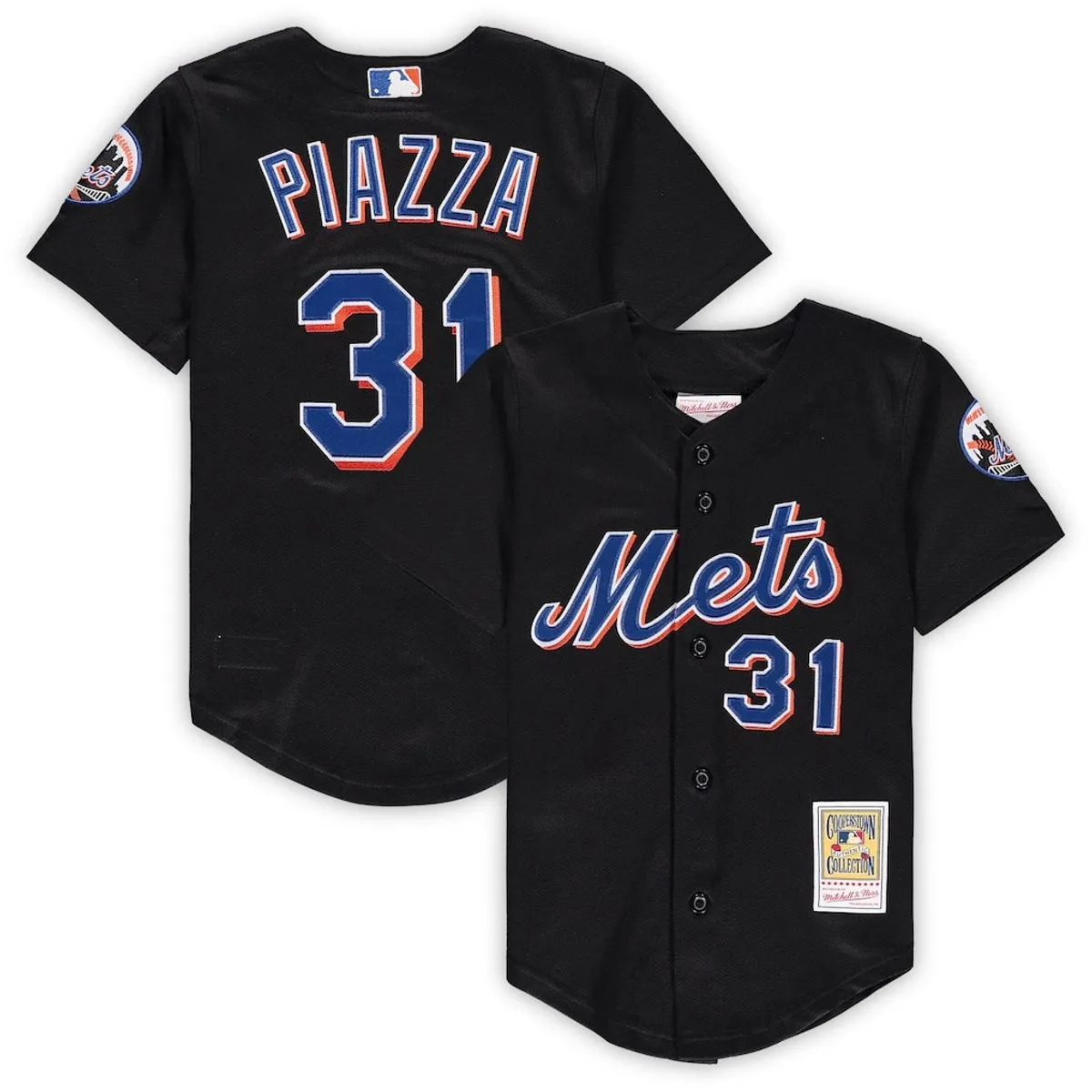 Preschool and Toddler Mike Piazza Black Cooperstown Collection Mesh Jersey by Mitchell & Ness
