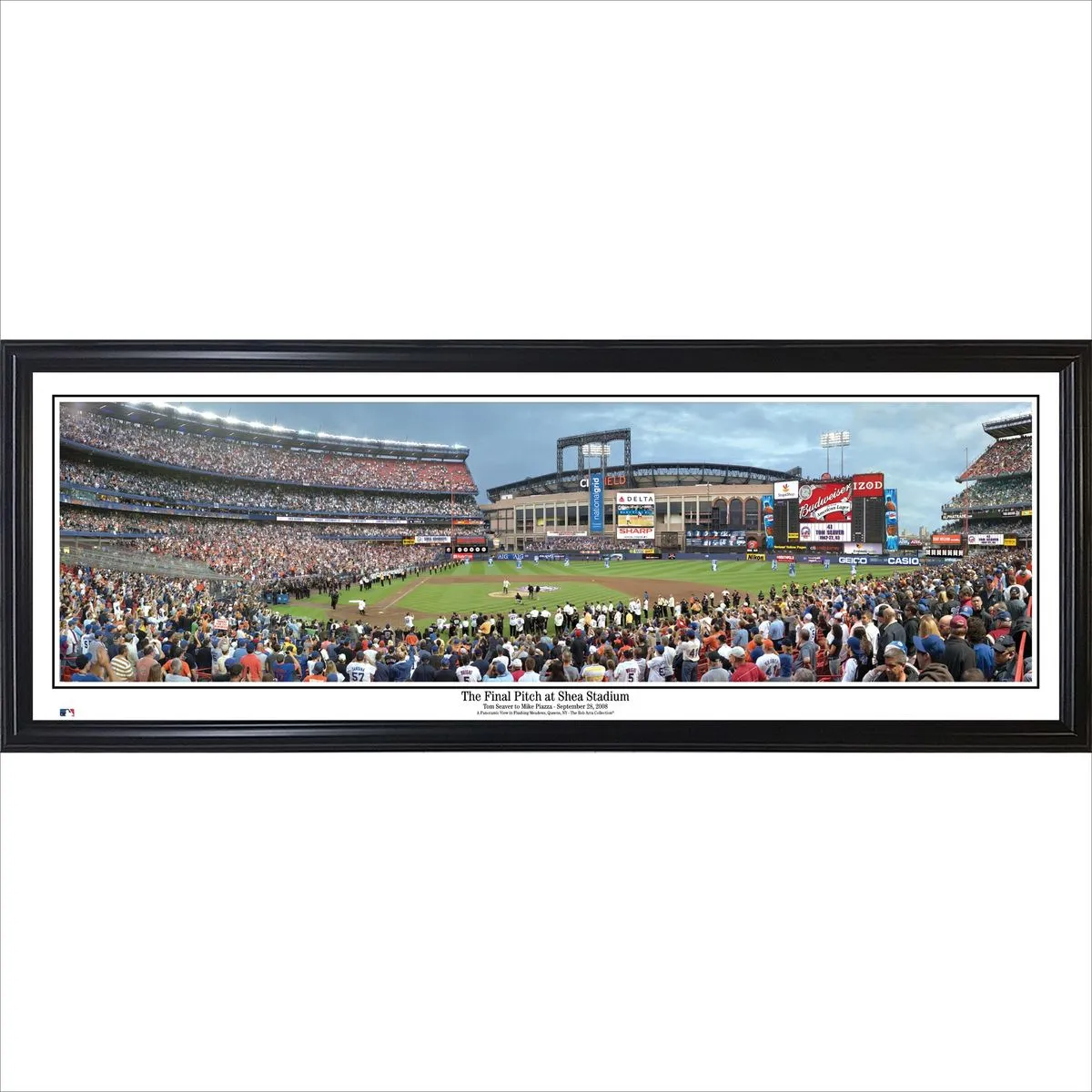 New York Mets 39 by 13.5 Inch The Final Pitch at Shea Stadium Framed Panorama
