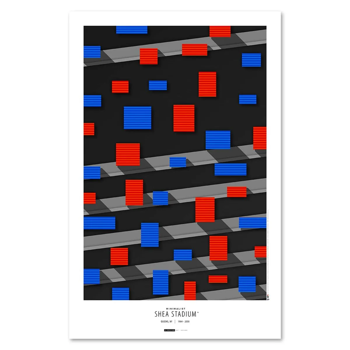 New York Mets 11 by 17 Inch Minimalist Shea Stadium Wall Art