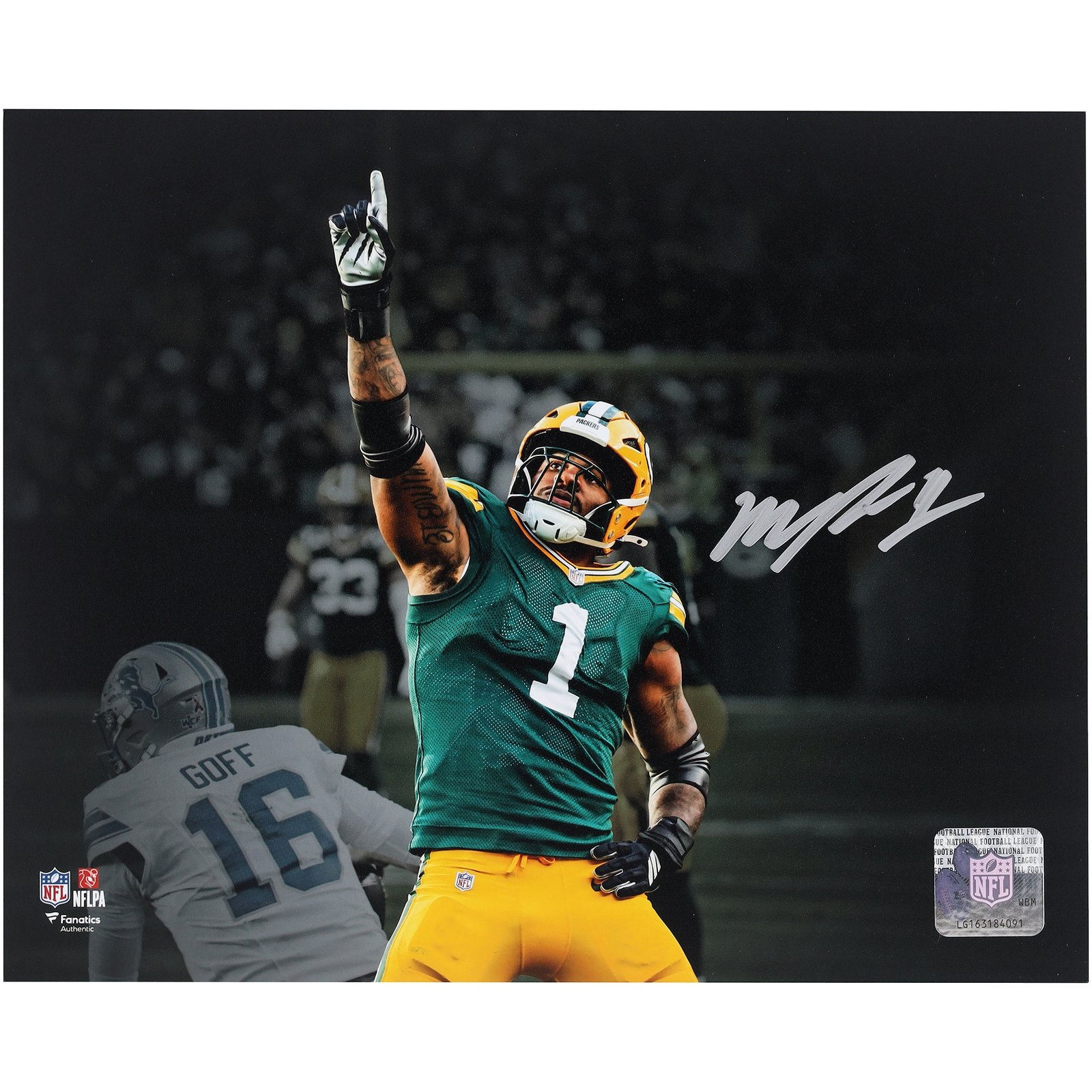 Micah Parsons Autographed 8 by 10 First Sack with the Packers Photograph