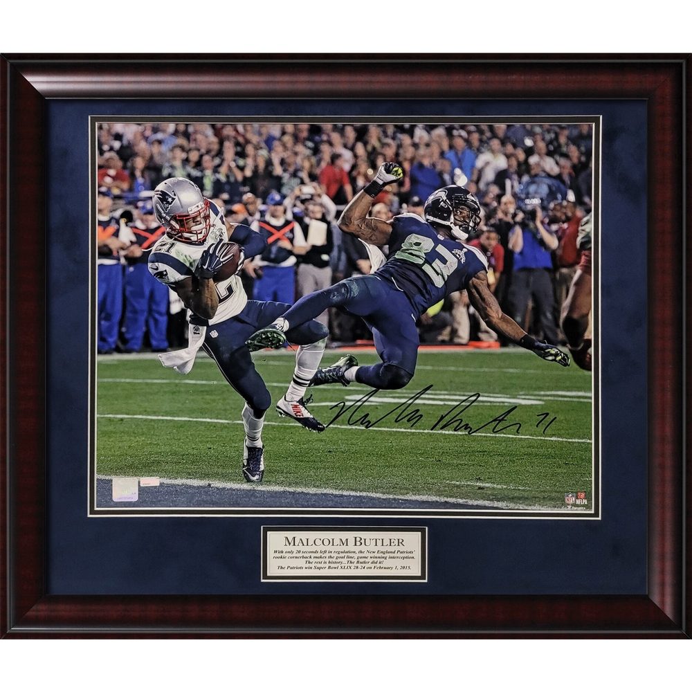 Malcolm Butler Autographed Super Bowl XLIX Interception 16 x 20, Framed