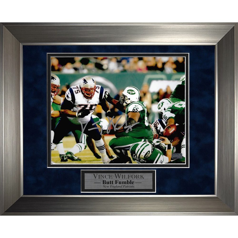 Vince Wilfork Signed Butt Fumble 11 x 14 Photograph