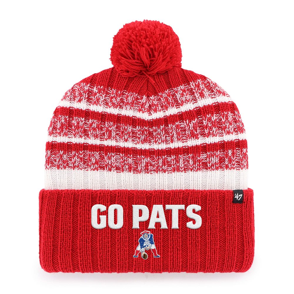 '47 New England Patriots Local Cuffed Knit Hat with Pom, Red