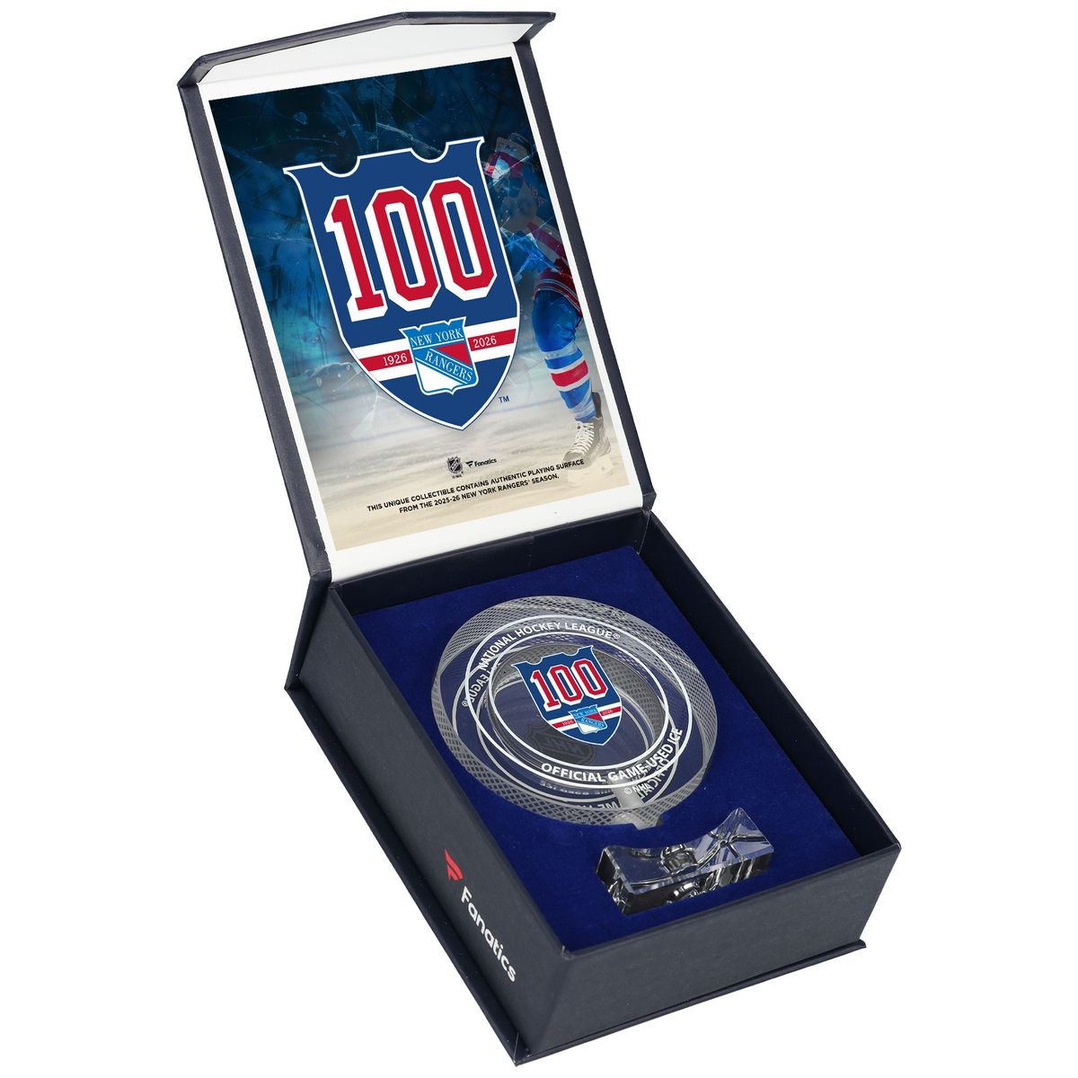 Crystal Puck Filled with Home Ice from the 2025-26 Centennial Season