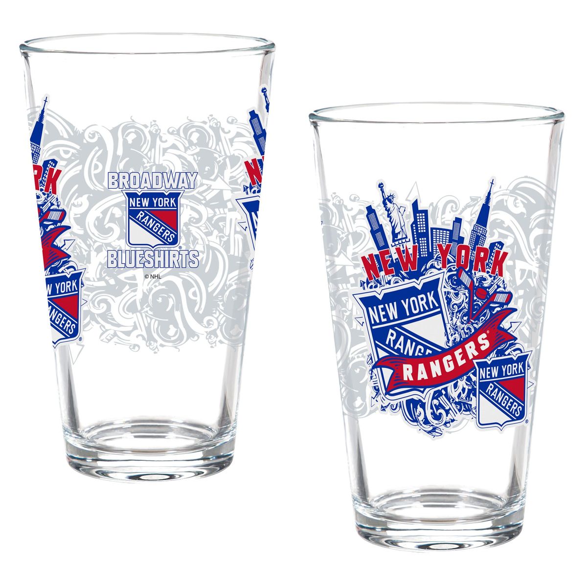New York Rangers Hometown Series 16oz Pint Glass Set of Two with Gift Box