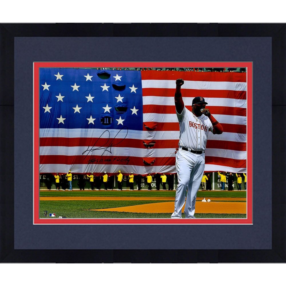 Framed David Ortiz Signed Boston Strong Speech 16 x 20 with Inscription