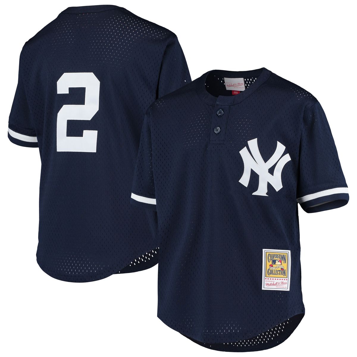 Derek Jeter Youth Cooperstown Collection Mesh Batting Practice Jersey in Navy by Mitchell & Ness
