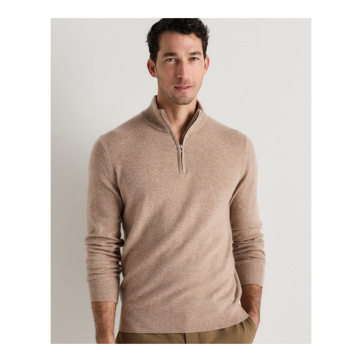 Quince Mongolian Cashmere Quarter Zip Sweater
