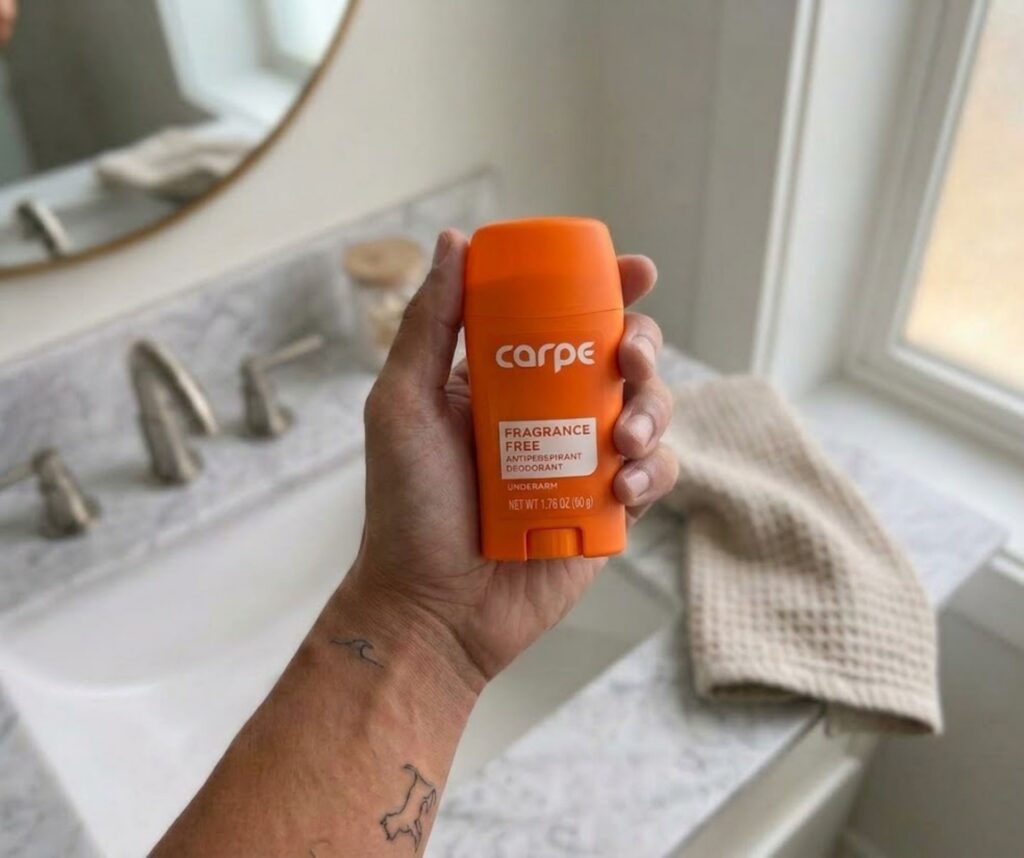 Carpe fragrance free antiperspirant stick