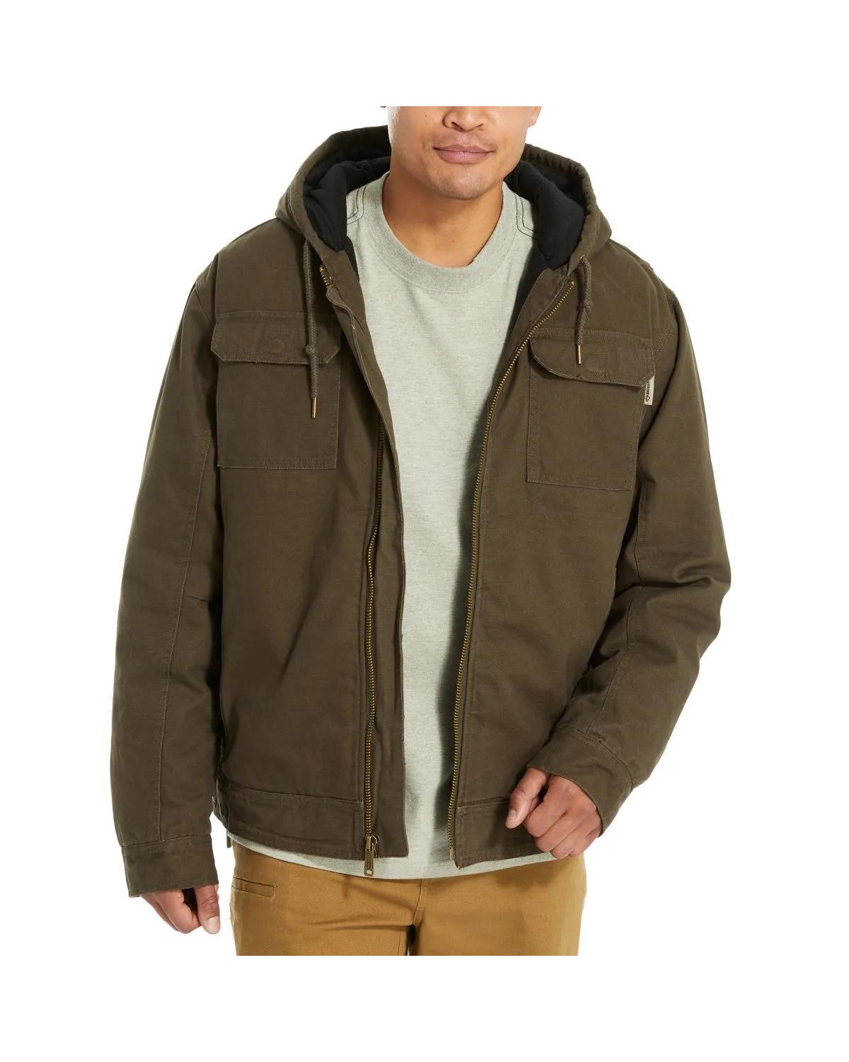 Wolverine Lockhart hooded canvas jacket in black olive