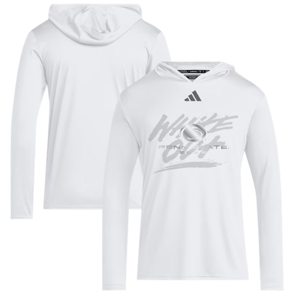 adidas Penn State 2026 White Out Hooded Long Sleeve Tee, White