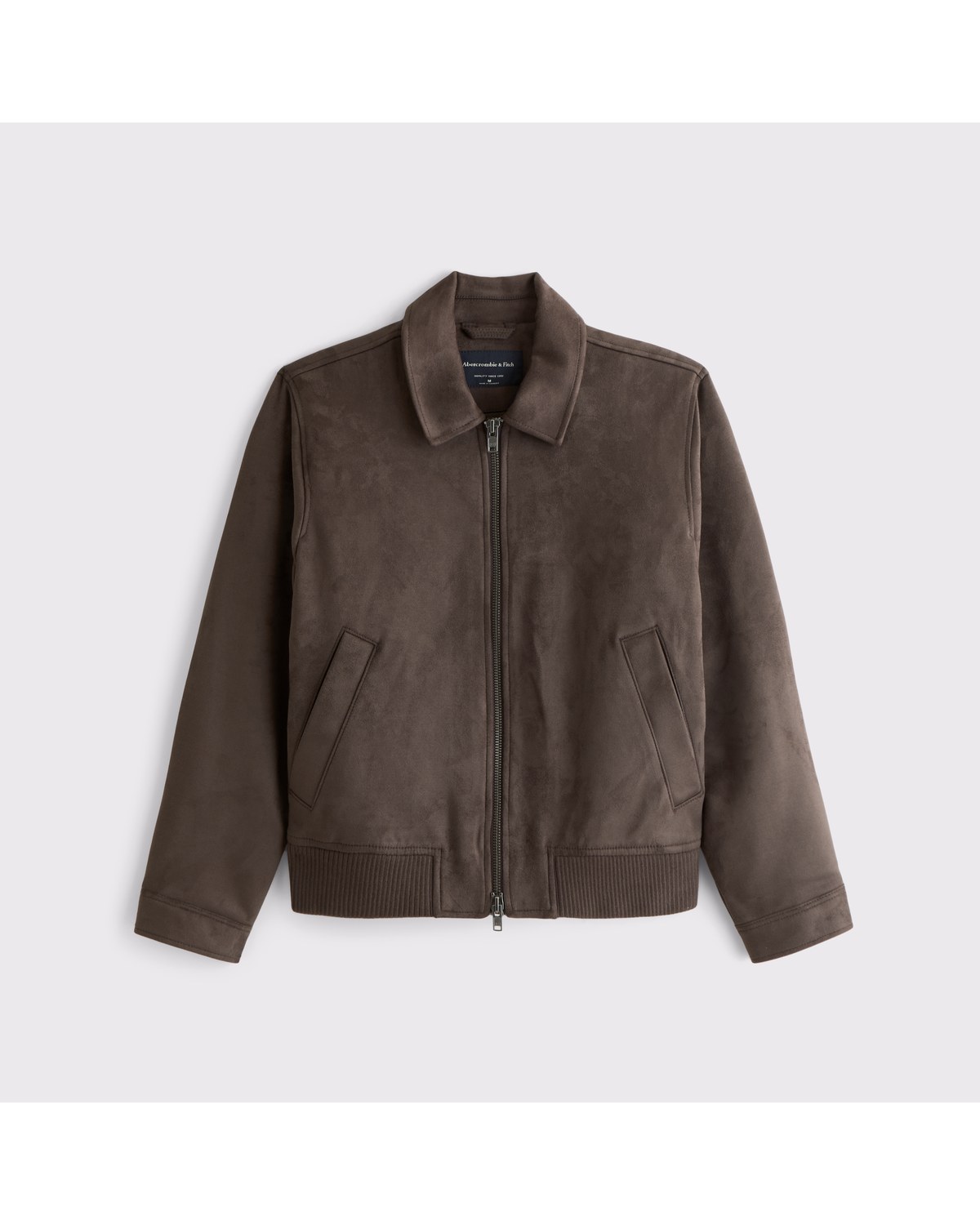 Abercrombie vegan suede bomber jacket in dark brown