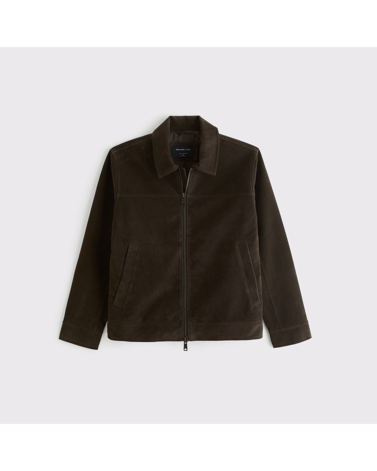 Abercrombie easy vegan suede zip trucker jacket in brown