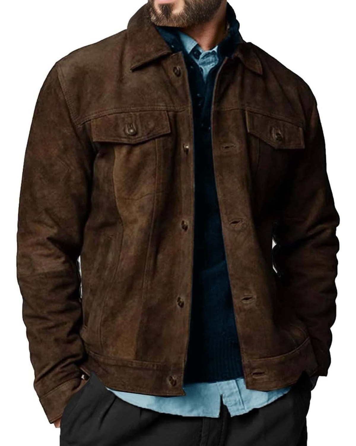 Desired Jackets real lambskin suede jacket in Dark Brown