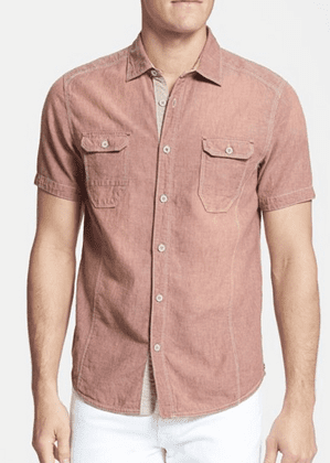 red-pink-chambray-shirt-for-men-2015-short-sleeve