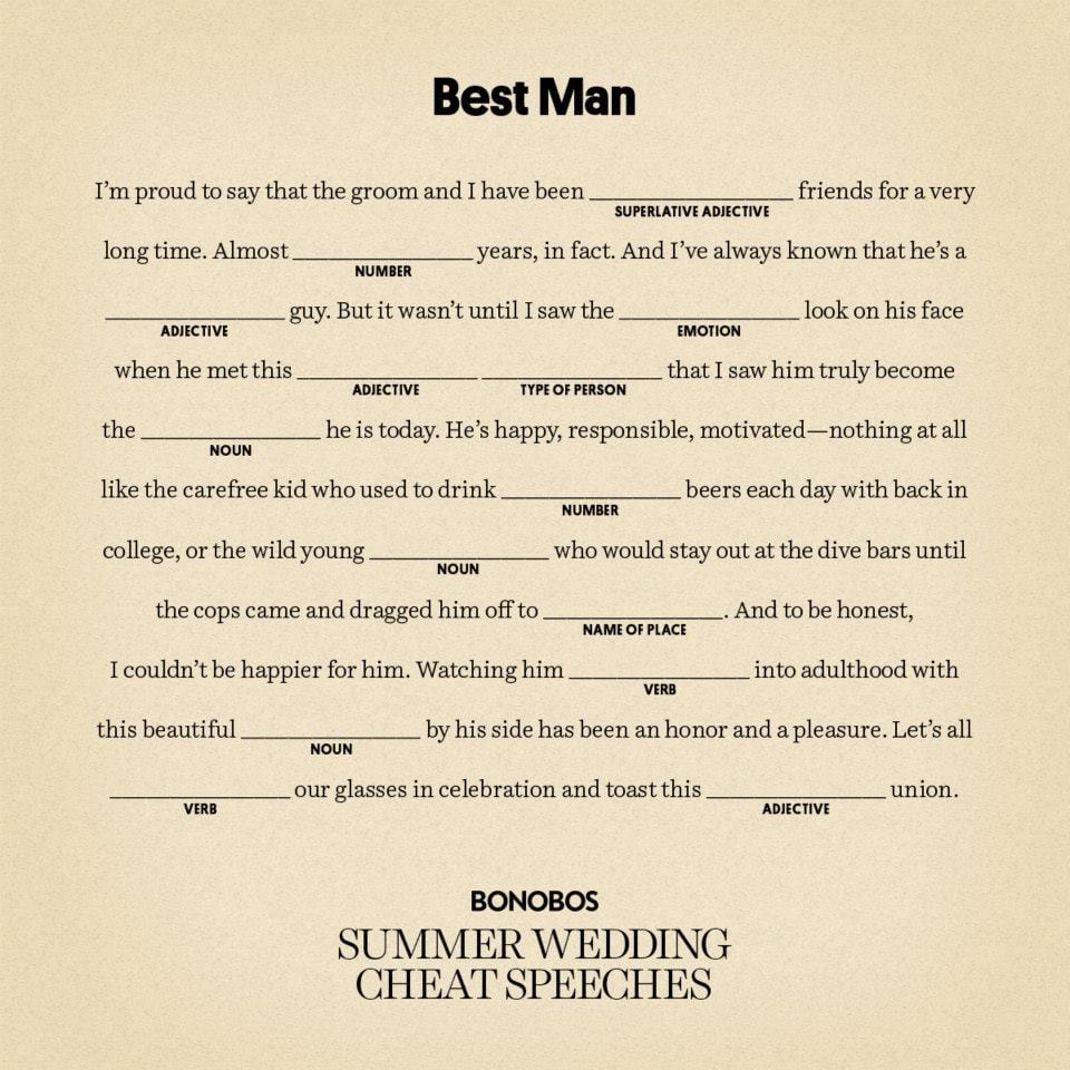 best man speech first lines