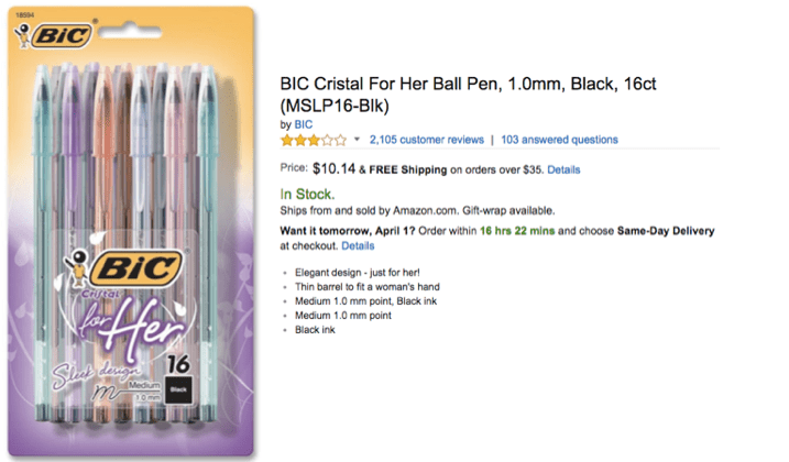 bic pens for her funny amazon reviews 2015