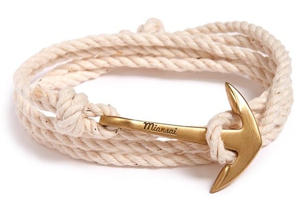 New Miansai Natural Rope Brass Anchor Bracelet for Men Spring 2016